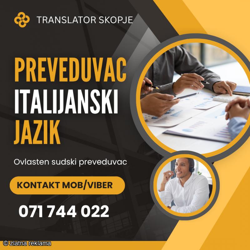 071 744 022 Prevod od italijanski jazik na makedonski jazik